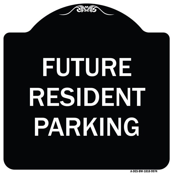 Designer Series-Future Resident Parking Black & White Heavy-Gauge Aluminum, 18" x 18", BW-1818-9974